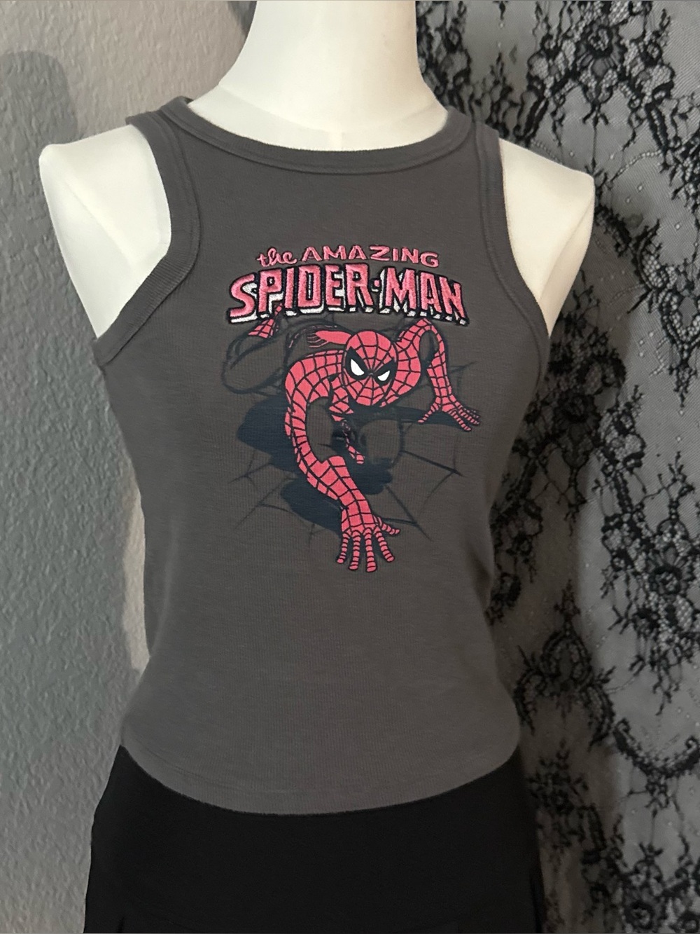 Marvel Spider-Man gray tank top with red Spider-Man graphic